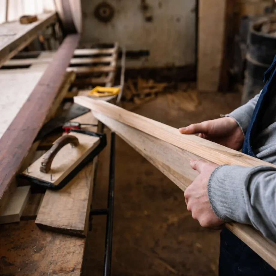 Fabrication artisanale d’une table en bois massif dans un atelier de menuiserie