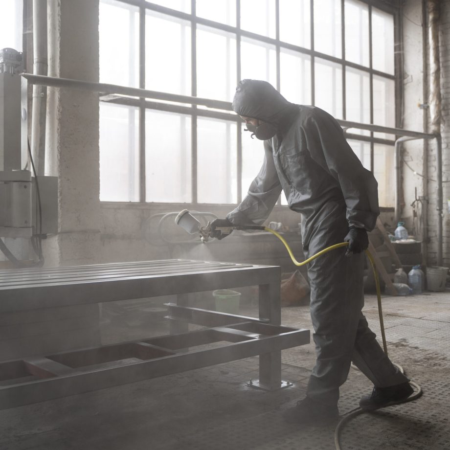 plein-coup-homme-pulverisant-de-la-peinture-en-poudre